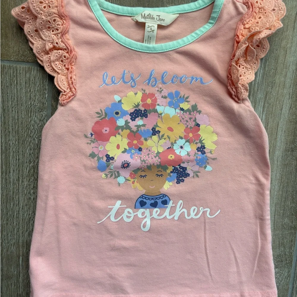 Girls' Matilda Jane Floral Graphic Top and Striped Shorts Set Size 4 - Picture 3 of 12